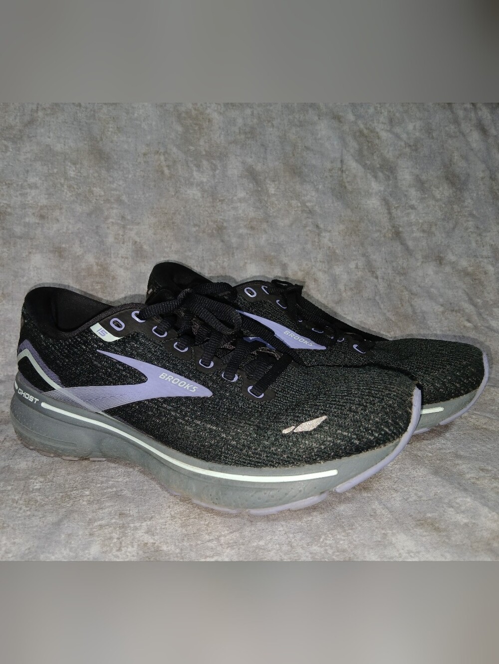 Brooks Ghost 15 Womens Running Shoes Black Purple 1203801B011 Size 7.5 Medium B